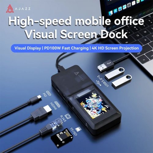 USB-хаб Ajazz AKP01E USB Type-C 8 in 1 (AKP01E-B) Black купити в Україні | Telemart фото