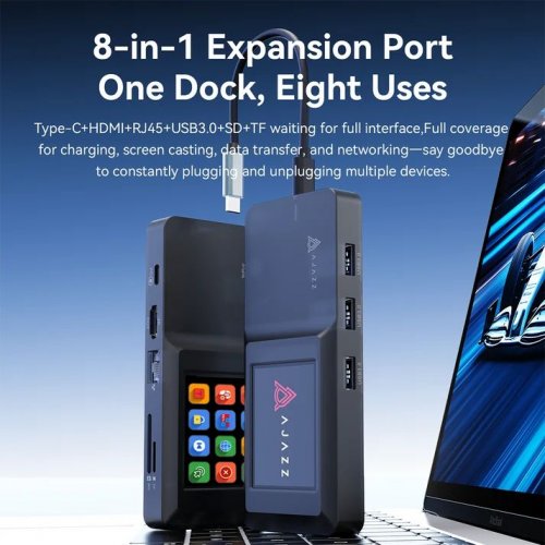 USB-хаб Ajazz AKP01E USB Type-C 8 in 1 (AKP01E-B) Black купити в Україні | Telemart фото
