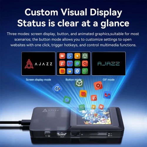 USB-хаб Ajazz AKP01E USB Type-C 8 in 1 (AKP01E-B) Black купити в Україні | Telemart фото