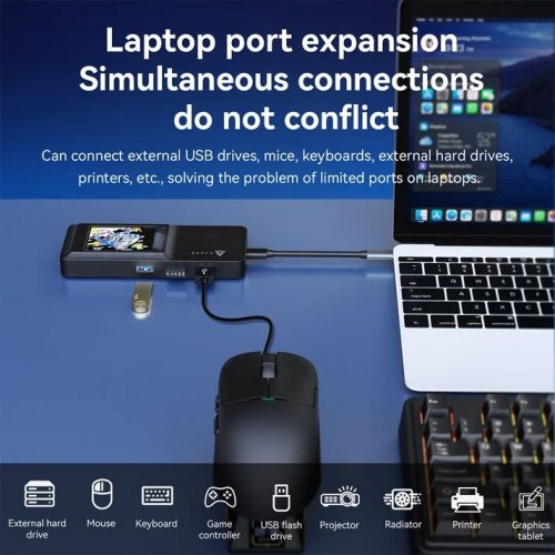 USB-хаб Ajazz AKP01E USB Type-C 8 in 1 (AKP01E-B) Black купити в Україні | Telemart фото