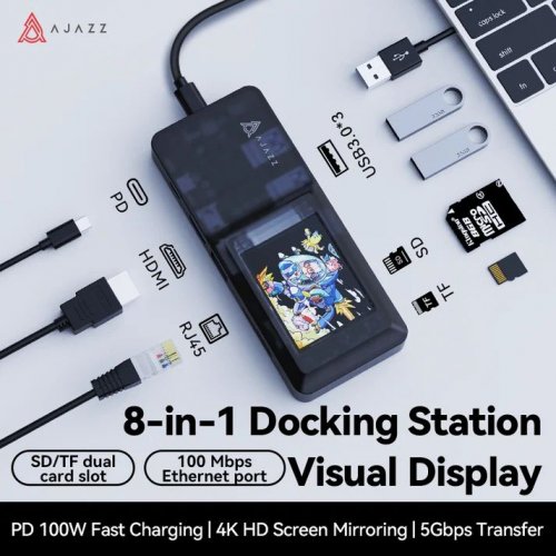 USB-хаб Ajazz AKP01E USB Type-C 8 in 1 (AKP01E-B) Black купити в Україні | Telemart фото