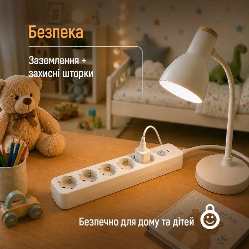 Мережевий фільтр ColorWay 2 м 5 розеток (CW-PSEA1052W) White купити в Україні | Telemart фото