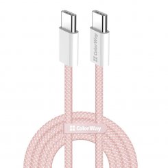 Кабель ColorWay USB Type-C to USB Type-C 60W 1m (CW-CBPDCC061-P) Pink