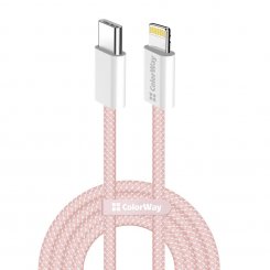 Кабель ColorWay USB Type-C to Lightning 27W 1m (CW-CBPDCL061-P) Pink