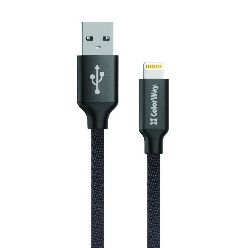 Кабель ColorWay USB to Lightning 2.1A 1m (CW-CBUL004-BK) Black купить в Украине | Telemart фото
