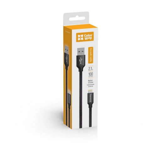 Кабель ColorWay USB to Lightning 2.1A 1m (CW-CBUL004-BK) Black купить в Украине | Telemart фото