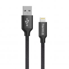 Кабель ColorWay USB to Lightning 2.4A 2m (CW-CBUL007-BK) Black
