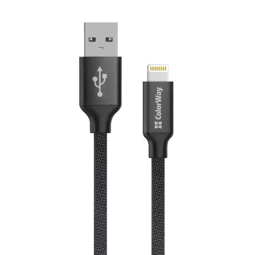 Кабель ColorWay USB to Lightning 2.4A 2m (CW-CBUL007-BK) Black купить в Украине | Telemart фото