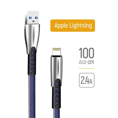 Кабель ColorWay USB to Lightning 2.4A 1m (CW-CBUL010-BL) Blue купити в Україні | Telemart фото