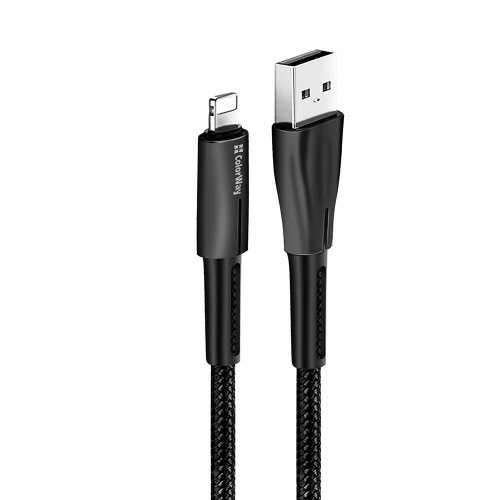 Кабель ColorWay USB to Lightning 2.4A 1m (CW-CBUL035-BK) Black купити в Україні | Telemart фото