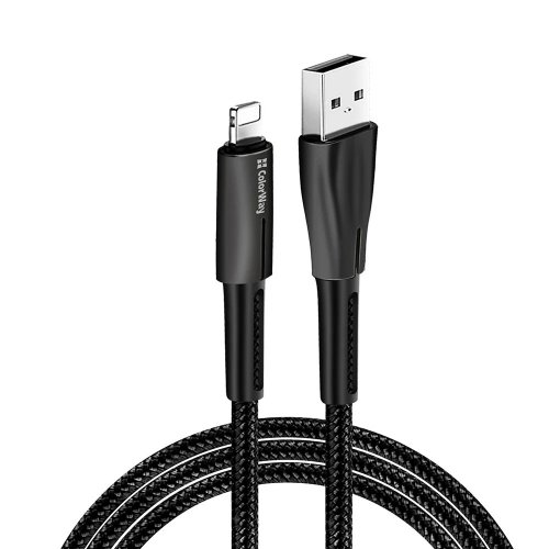 Кабель ColorWay USB to Lightning 2.4A 1m (CW-CBUL035-BK) Black купити в Україні | Telemart фото