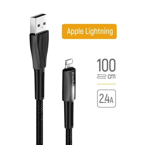 Кабель ColorWay USB to Lightning 2.4A 1m (CW-CBUL035-BK) Black купити в Україні | Telemart фото
