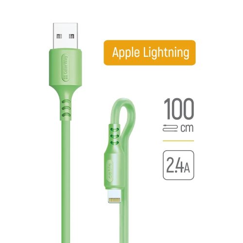 Кабель ColorWay USB to Lightning 2.4A 1m (CW-CBUL042-GR) Green купити в Україні | Telemart фото