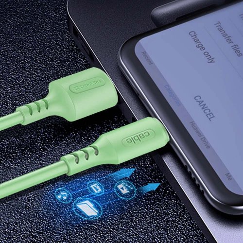 Кабель ColorWay USB to Lightning 2.4A 1m (CW-CBUL042-GR) Green купити в Україні | Telemart фото