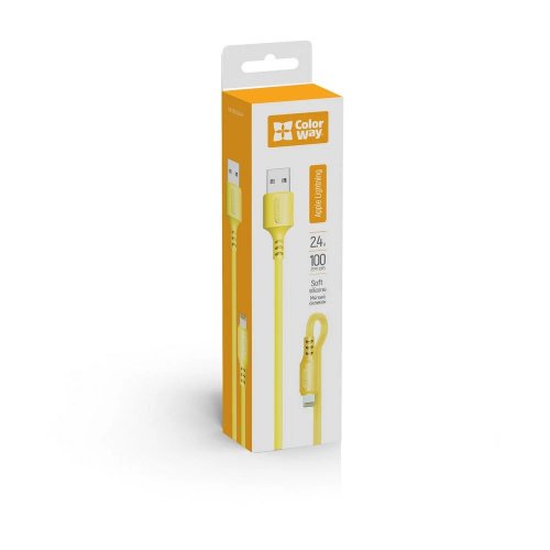 Кабель ColorWay USB to Lightning 2.4A 1m (CW-CBUL043-Y) Yellow купить в Украине | Telemart фото