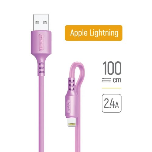 Кабель ColorWay USB to Lightning 2.4A 1m (CW-CBUL044-PU) Purple купити в Україні | Telemart фото