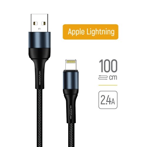 Кабель ColorWay USB to Lightning 2.4A 1m (CW-CBUL045-BK) Black купить в Украине | Telemart фото