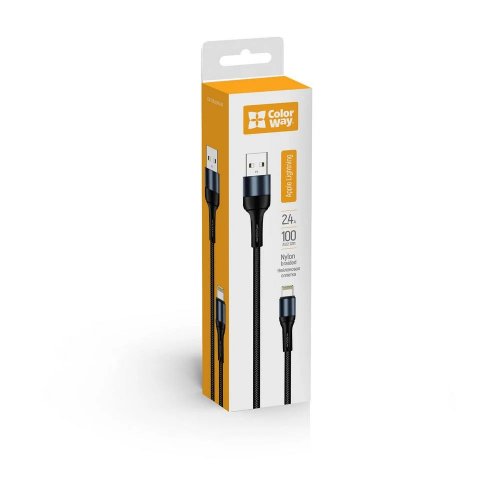 Кабель ColorWay USB to Lightning 2.4A 1m (CW-CBUL045-BK) Black купить в Украине | Telemart фото