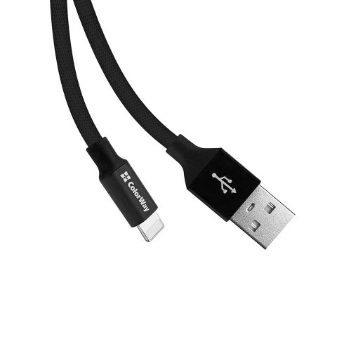 Кабель ColorWay USB to Lightning 2.4A 0.25m (CW-CBUL048-BK) Black купити в Україні | Telemart фото