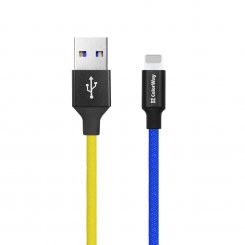 Кабель ColorWay USB to Lightning 2.4A 1m (CW-CBUL052-BLY) Blue/Yellow