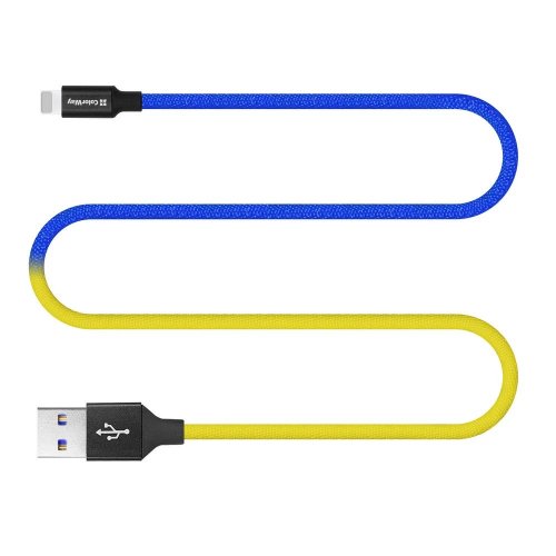 Кабель ColorWay USB to Lightning 2.4A 1m (CW-CBUL052-BLY) Blue/Yellow купить в Украине | Telemart фото