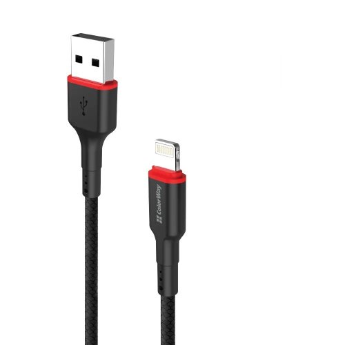 Кабель ColorWay USB to Lightning 2.4A 1m (CW-CBUL064-BK) Black купити в Україні | Telemart фото