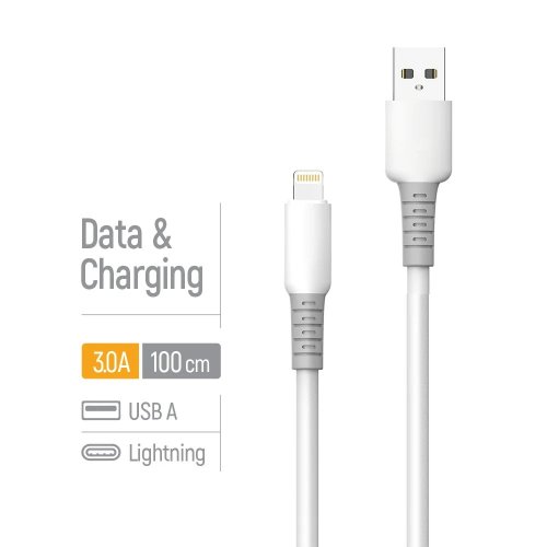 Кабель ColorWay USB to Lightning 3A 1m (CW-CBUL093-WT) White купити в Україні | Telemart фото