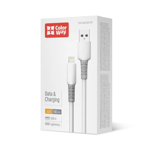 Кабель ColorWay USB to Lightning 3A 1m (CW-CBUL093-WT) White купити в Україні | Telemart фото