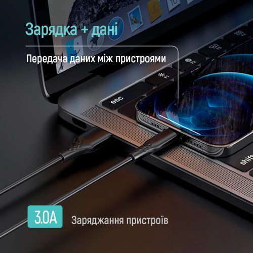 Кабель ColorWay USB to Lightning 3A 1m (CW-CBUL094-BK) Black купити в Україні | Telemart фото