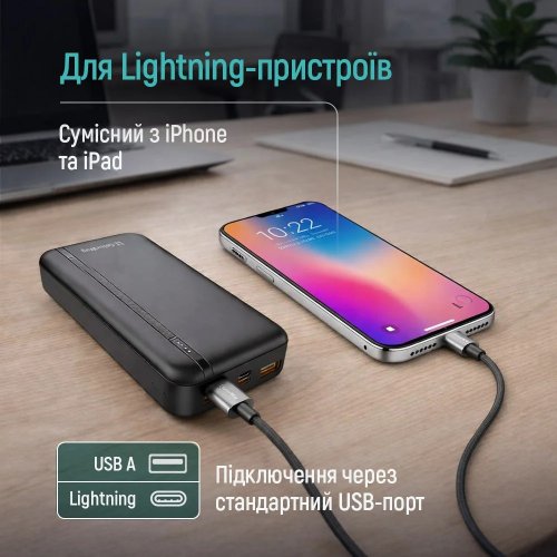 Кабель ColorWay USB to Lightning 3A 1m (CW-CBUL098-BK) Black купити в Україні | Telemart фото