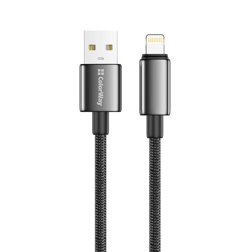 Кабель ColorWay USB to Lightning 3A 2m (CW-CBUL099-BK) Black купити в Україні | Telemart фото