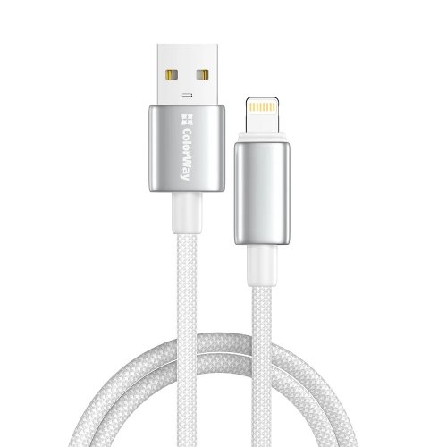 Кабель ColorWay USB to Lightning 3A 2m (CW-CBUL099-WT) White купити в Україні | Telemart фото