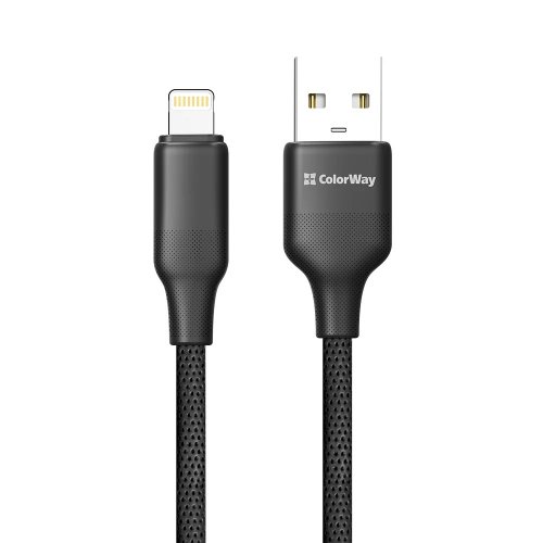 Кабель ColorWay USB to Lightning 3A 1m (CW-CBUL101-BK) Black купити в Україні | Telemart фото