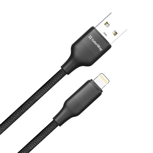 Кабель ColorWay USB to Lightning 3A 1m (CW-CBUL101-BK) Black купити в Україні | Telemart фото