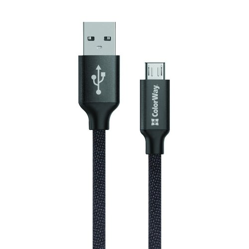 Кабель ColorWay USB to microUSB 2.1A 1m (CW-CBUM002-BK) Black купить в Украине | Telemart фото