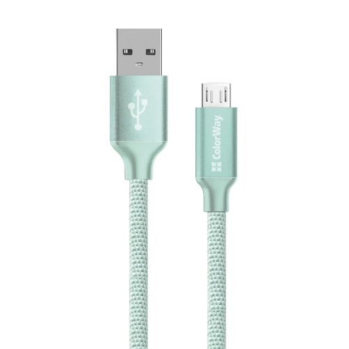 Кабель ColorWay USB to microUSB 2.4A 2m (CW-CBUM009-MT) Mint купити в Україні | Telemart фото
