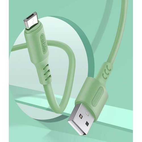 Кабель ColorWay USB to microUSB 2.4A 1m (CW-CBUM042-GR) Green купити в Україні | Telemart фото