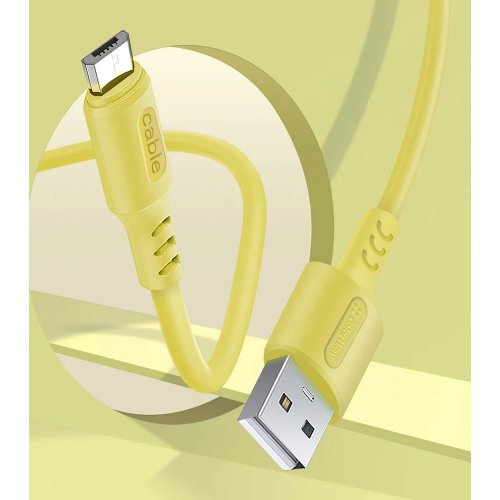 Кабель ColorWay USB to microUSB 2.4A 1m (CW-CBUM043-Y) Yellow купити в Україні | Telemart фото