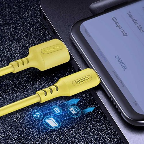 Кабель ColorWay USB to microUSB 2.4A 1m (CW-CBUM043-Y) Yellow купити в Україні | Telemart фото