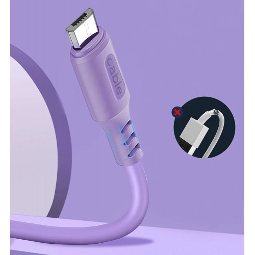 Кабель ColorWay USB to microUSB 2.4A 1m (CW-CBUM044-PU) Purple купити в Україні | Telemart фото