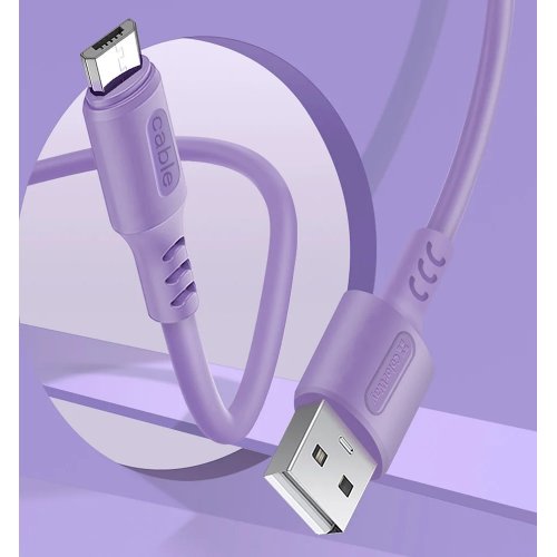 Кабель ColorWay USB to microUSB 2.4A 1m (CW-CBUM044-PU) Purple купити в Україні | Telemart фото