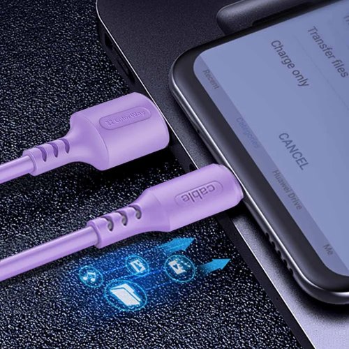 Кабель ColorWay USB to microUSB 2.4A 1m (CW-CBUM044-PU) Purple купити в Україні | Telemart фото