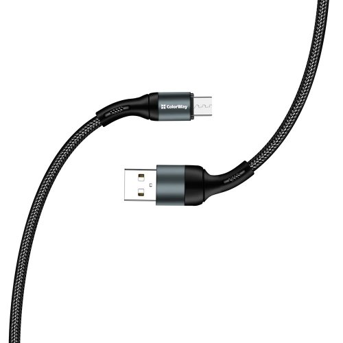 Кабель ColorWay USB to microUSB 2.4A 1m (CW-CBUM045-BK) Black купити в Україні | Telemart фото
