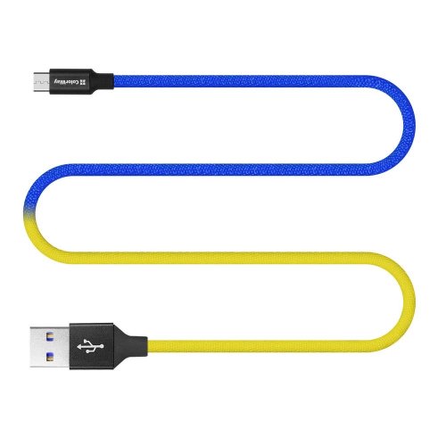 Кабель ColorWay USB to microUSB 2.4A 1m (CW-CBUM052-BLY) Blue/Yellow купити в Україні | Telemart фото