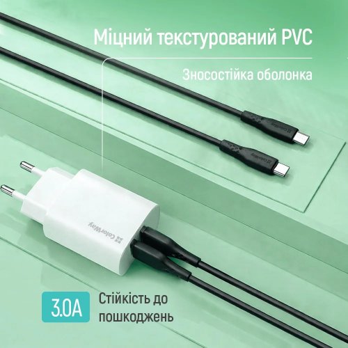 Кабель ColorWay USB to microUSB 3A 1m (CW-CBUM094-BK) Black купити в Україні | Telemart фото