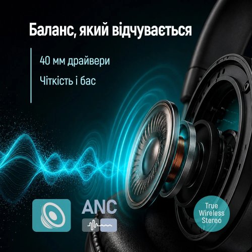 Навушники ColorWay AERO ANC (CW-HBT02BK) Black купити в Україні | Telemart фото