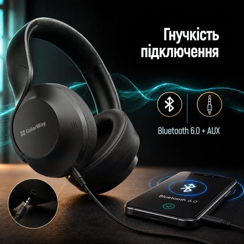 Навушники ColorWay AERO ANC (CW-HBT02BK) Black купити в Україні | Telemart фото