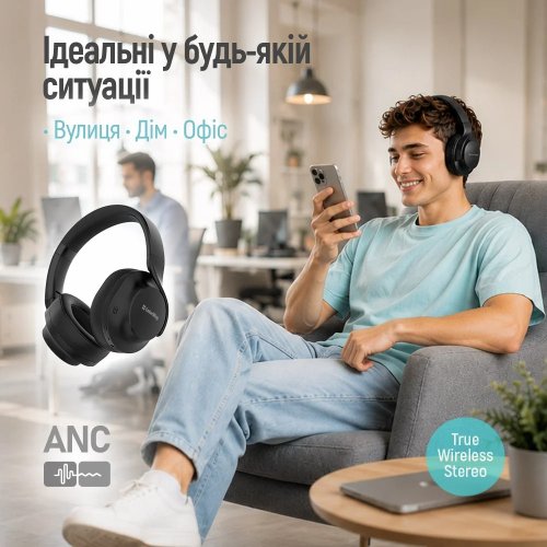 Навушники ColorWay AERO ANC (CW-HBT02BK) Black купити в Україні | Telemart фото