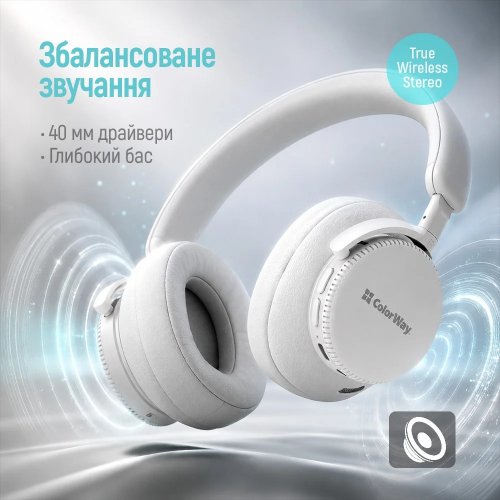 Навушники ColorWay PRIME (CW-HBT01WT) White купити в Україні | Telemart фото