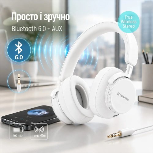 Навушники ColorWay PRIME (CW-HBT01WT) White купити в Україні | Telemart фото